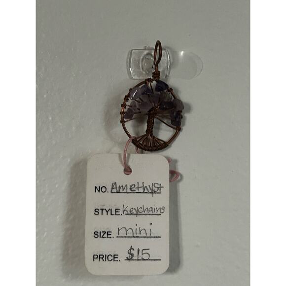 Handmade Copper and Serpentine Crystal Tree of life 3.5x2” Wall Decor - Picture 3 of 5